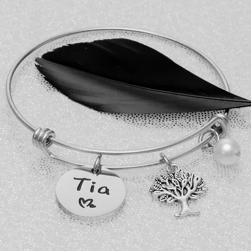 Vista 7 de Tia Gifts - Pulsera para mujer, los mejores regalos de Tia Tia Ever para regalos de Tia Tia Pulseras Joyería Pulsera Tia, Acero inoxidable, Acero