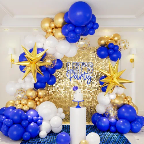 Vista 9 de Kit de arco de guirnalda de globos negros y plateados, 146 globos metálicos plateados y negros con globos plateados de papel de aluminio de estrella