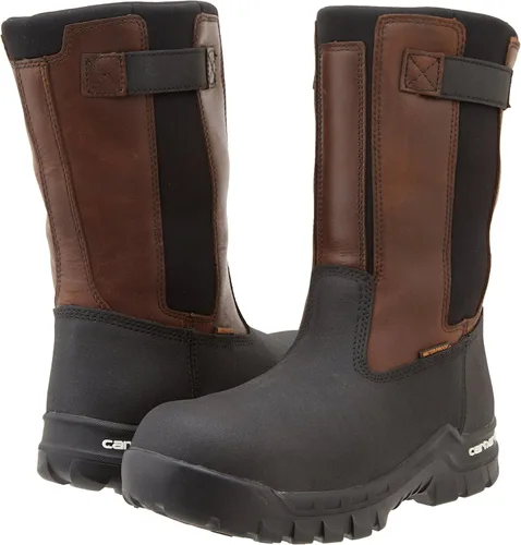 Vista 7 de Carhartt Wellington - Botas impermeables de cuero para hombre de 10 pulgadas, Marrón