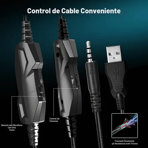 Vista 6 de IMYB A36 Auriculares para juegos con micrófono estéreo para PC, PS5, Xbox Negro