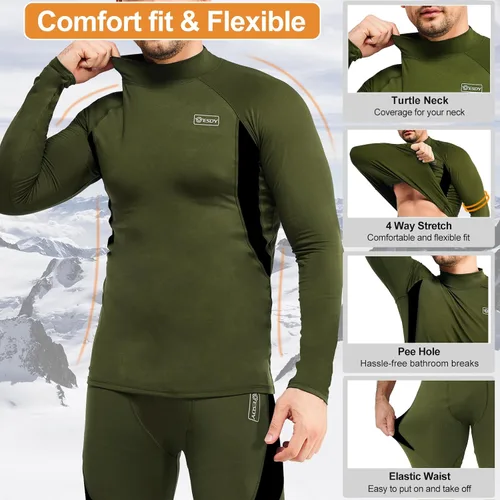 Vista 4 de romision Thermal Underwear for Men Long Johns Fleece Lined Hunting Gear Bottom Top Set Base Layer for Cold Weather XS-4XL