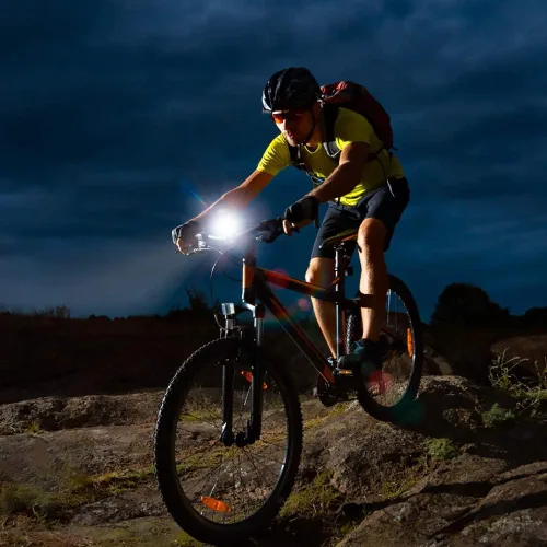 Vista 5 de Soporte de montaje de linterna de bicicleta, soporte de luz ajustable de rotación de 360º universal, estilo de hebilla doble de liberación rápida