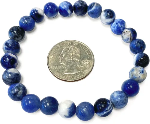 Vista 537 de Gem Avenue Handmade Round Bead Stretch Bracelet Unisex Natural Stone Beaded Jewelry for Men & Women, Elastic Wristband for Daily Wear