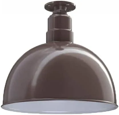 Vista 56 de Steel Lighting Co. Colgante de cuenco rosa Lámpara montada en el techo Cúpula de 15 pulgadas vástago de 12 pulgadas Estilo granero de acero