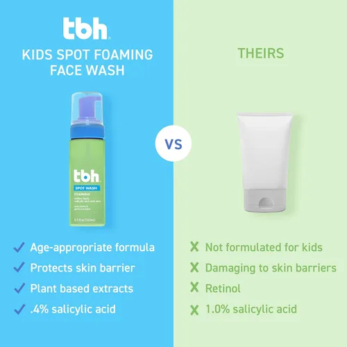Vista 6 de TBH Kids Spot Foam Face Wash - Limpiador diario suave para preadolescentes y adolescentes - Ácido salicílico y corteza de sauce para pieles grasas