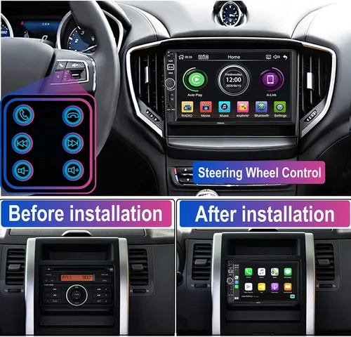 Vista 4 de Radio estéreo de coche doble DIN compatible con Apple Carplay y Android Auto, pantalla táctil HD de 7 pulgadas con control de voz, Mirror Link