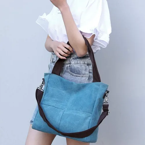 Vista 2 de Sunshinejing Bolso de lona pequeño para mujer, bolso cruzado de hombro, bolsos de trabajo, bolso de viaje