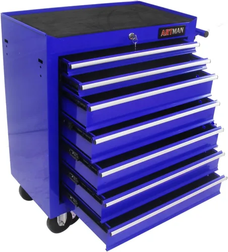 Vista 5 de 7-Drawer Rolling Tool Cart, Mobile Tool Storage Cabinet with Wheels & Locking Drawers, Steel Workshop Trolley with Ball Bearing Slides for Garage