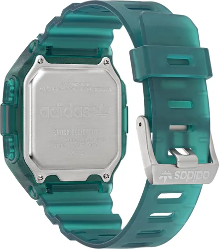 Vista 4 de adidas Reloj digital con correa de resina verde transparente (Modelo AOST220482I), Verde, Digital