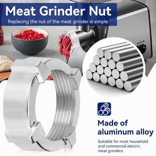 Vista 2 de Tuerca de repuesto para picadora de carne, amoladora de acero inoxidable, picadora de carne, picadora de nueces, accesorios de cocina