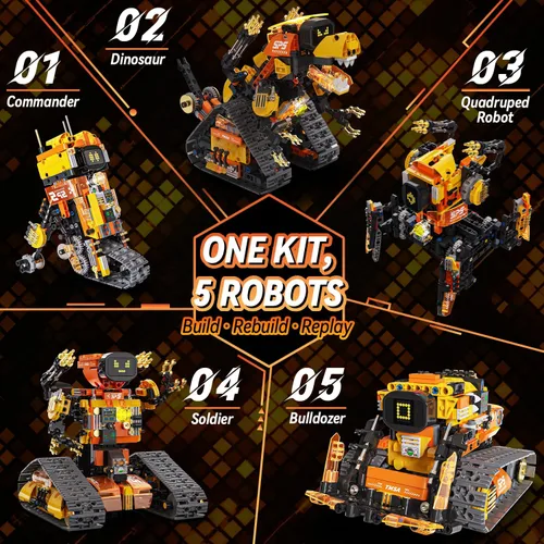 Vista 3 de Gohero Kit de construcción de robot, juguetes STEM 5 en 1 para niños de 8 a 10 años con control remoto y aplicación