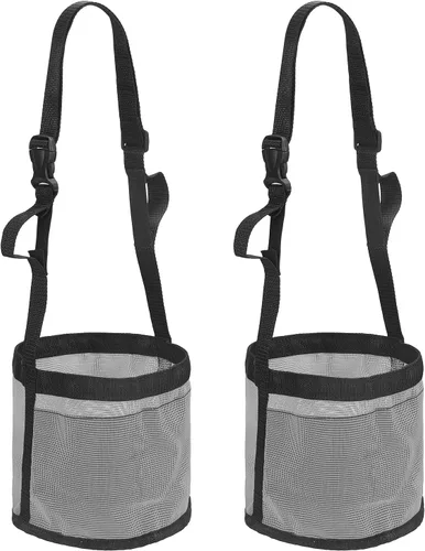 Vista 22 de Bolsa de alimentación para caballo, bozal de caballo con correa ajustable, malla de nailon, impermeable, bolsa para caballos de grano inferior Negro