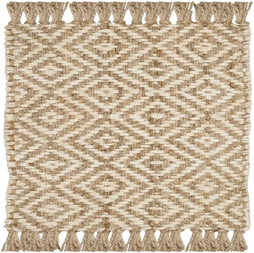 Vista 13 de SAFAVIEH Natural Fiber Collection - Alfombra decorativa, 2.3 x 4 pies, azul tropical y natural, yute bohemio con borlas de diamante, hecho a mano
