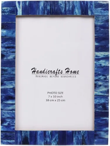 Vista 87 de Handicrafts Home Marco de fotos azul con incrustaciones de hueso de mosaico Azul-Indigo Mosaico