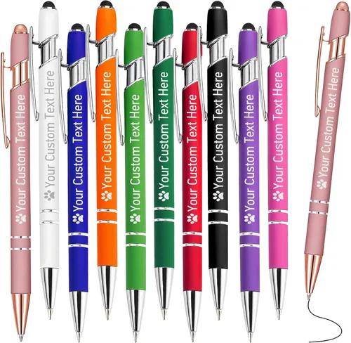 Vista 89 de STREADVE Bolígrafos personalizados personalizados con nombre grabado, logotipo, texto, bolígrafos de escritura suave, regalo personalizado para Negro