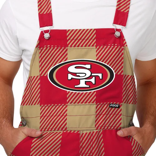 Vista 4 de FOCO NFL mens Nfl Team Logo Plaid Bib Overalls