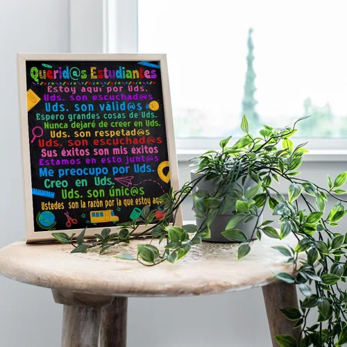 Vista 7 de Decoraciones para el aula, carteles motivacionales para niños latinos españoles en español, arte de pared para aula, suministros para profesores