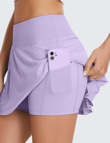 Vista 4 de CRZ YOGA Faldas de tenis plisadas para mujer con bolsillos, cintura alta, atléticas, para golf, faldas para mujer, suaves, transpirables, lindas