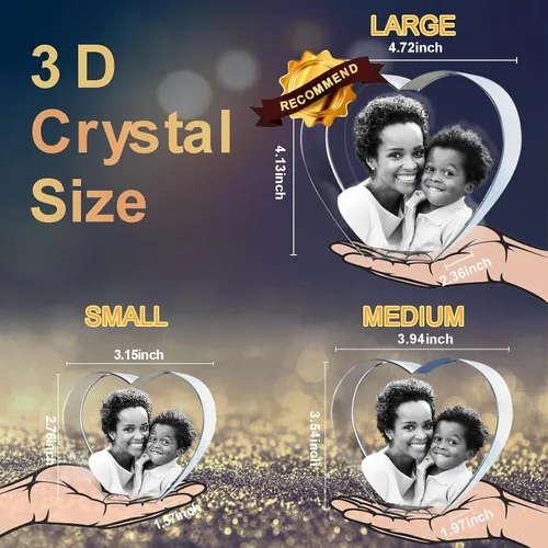Vista 5 de Novgarden Foto de cristal 3D, regalos personalizados para el día de la madre, regalos conmemorativos para mujeres y ella, en cumpleaños