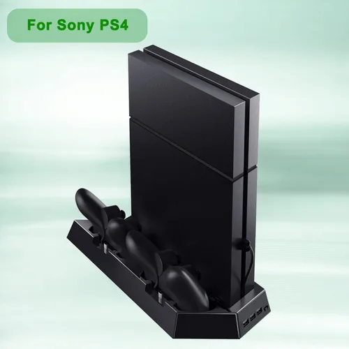 Vista 7 de OSTENT Dual Motors Cooling Fan Radiator Charger Station USB Hub Vertical Stand for Sony PS4Slim Console