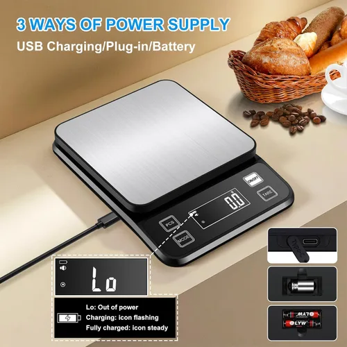 Vista 5 de Diyife - Báscula de cocina grande de 22 libras con 0.00 oz de alta precisión, IPX67 impermeable Stainless Steel Food Scale, 10 Unit, Washable