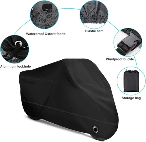 Vista 2 de XYZCTEM Funda para motocicleta – Bolsa de almacenamiento impermeable para exteriores, hecha de material Oxford, se adapta a todos los motores