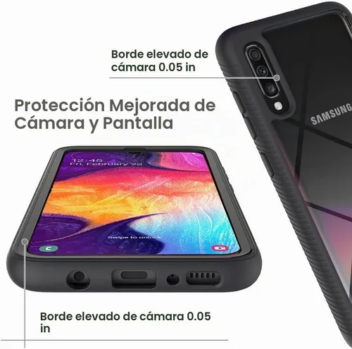 Vista 3 de Funda híbrida para Samsung Galaxy A50 A50s A30s Funda híbrida con protección contra caídas, funda transparente resistente, resistente