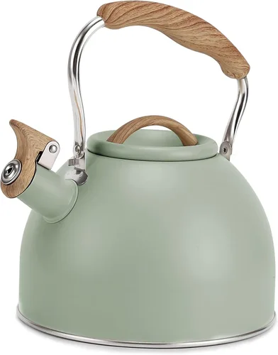 Vista 13 de Tetera, Vegoran Tetera Silbante de 100 OZ / 3 Litros, Teteras para Estufa de Acero Inoxidable Grado Alimenticio con Mango Plegable