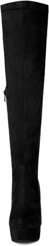 Vista 3 de Allegra K Botas altas de plataforma con tacón de bloque sobre la rodilla para mujer