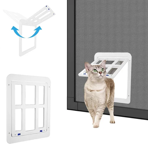 Vista 14 de Puerta para perros para puerta de pantalla, puerta para gatos con inserto pequeño para puerta corredera de fácil instalación, pequeña 8"×10