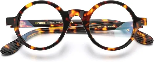 Vista 4 de HEPIDEM Gafas ópticas redondas de acetato para hombre, gafas ópticas, gafas de marco Zolman