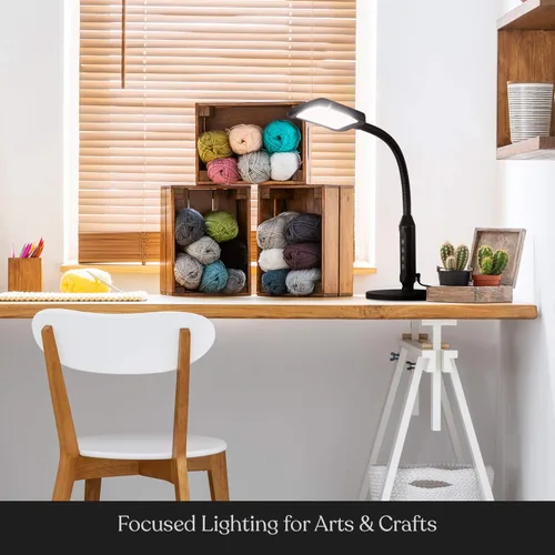 Vista 6 de Brightech Litespan - Lámpara LED de pie y escritorio 2 en 1, altura ajustable, sombras, cuello, luz esteticista para pestañas, lámpara de pie
