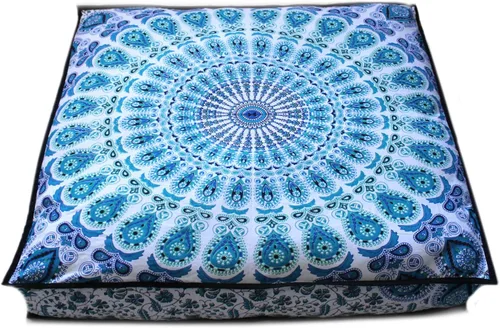 Vista 13 de ICC - Funda de cojín cuadrada grande de algodón con diseño de mandala, funda de almohada hippie, funda de almohada para el suelo con cremallera
