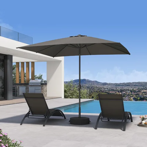 Vista 59 de PURPLE LEAF Sombrilla LED para patio y piscina, 5 x 8 pies, con base para Beige