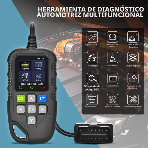 Vista 5 de Herramienta de diagnóstico Universal OBD II Escáner, Lector de código de fallas del motor del auto, Herramienta de escaneo de diagnóstico CAN, lee