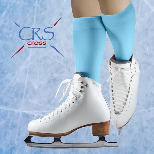 Vista 5 de CRS Cross Calcetines de patinaje artístico 2 pares de medias altas hasta la rodilla para patines de hielo calcetines de patinaje con pies medias