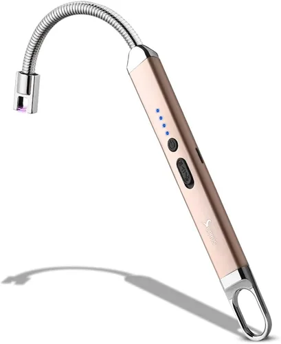 Vista 12 de SUPRUS Encendedor USB recargable de arco eléctrico con interruptor de seguridad, cuello flexible de 360°, parrilla sin llama, encendedores largos