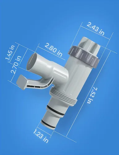 Vista 7 de Válvula de émbolo [patentada] Deeroll con soporte de tubería para piscinas sobre el suelo 2-in-1 Valve and Holder, Fits 1.25 and 1.5 Inch Hoses