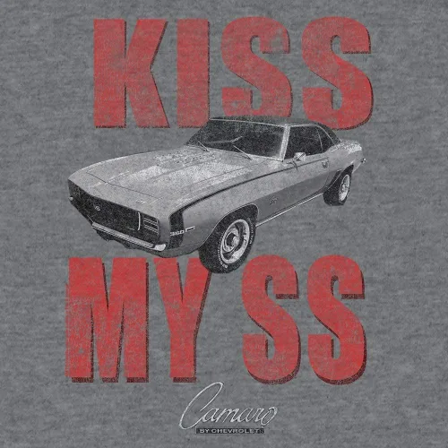 Vista 2 de Tee Luv Camiseta Chevy Camaro - Kiss My SS Chevrolet Graphic Car, jaspeado grafito