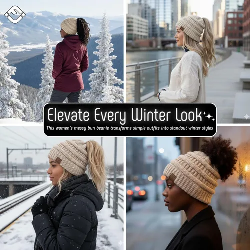 Vista 85 de Funky Junque - Gorro para mujer con ranura para cola de caballo