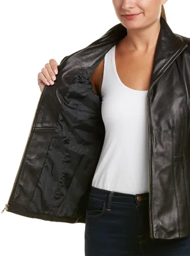 Vista 3 de Cole Haan womens Leather Wing Collared Jacket