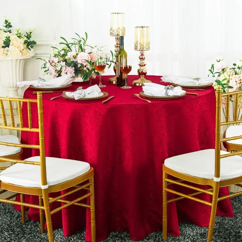 Vista 8 de Manteles redondos de poliéster damasco de jacquard marqués de 90 pulgadas para restaurante, cocina, comedor, boda, fiesta, banquete, eventos