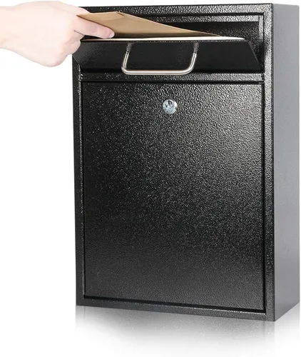 Vista 2 de Buzones de montaje en pared para exteriores con llave o cerradura de combinación, negro, XL
