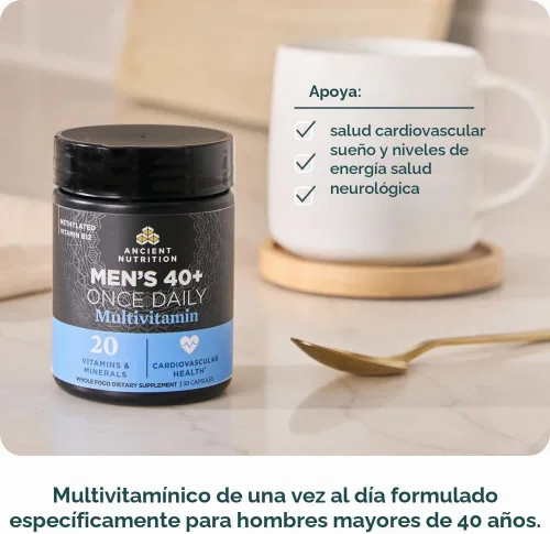 Vista 5 de Ancient Nutrition Multivitamínico para hombres, Multi Men's 40+ suplemento vitamínico una vez al día, magnesio, vitamina A, B metilada y K2, apoya