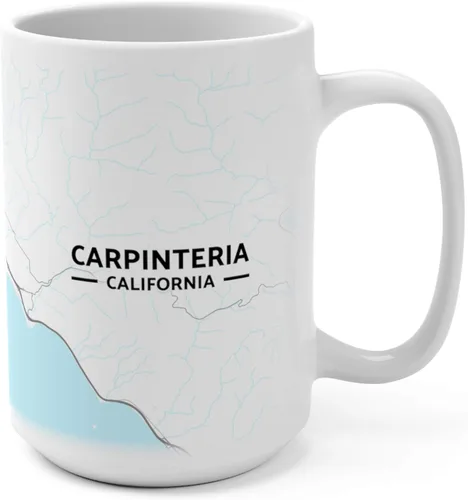 Vista 4 de Carpinteria, California CA Map Mug (11 oz)