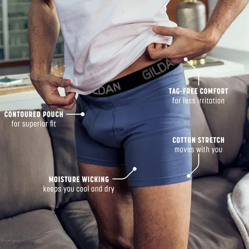 Vista 2 de Gildan - Calzoncillos tipo bóxer elásticos de algodón para hombre, paquete múltiple