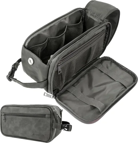 Vista 16 de PAVILIA - Neceser para hombre, kit de afeitado para viaje, neceser de viaje para hombres, organizador de artículos de aseo para el cuidado personal