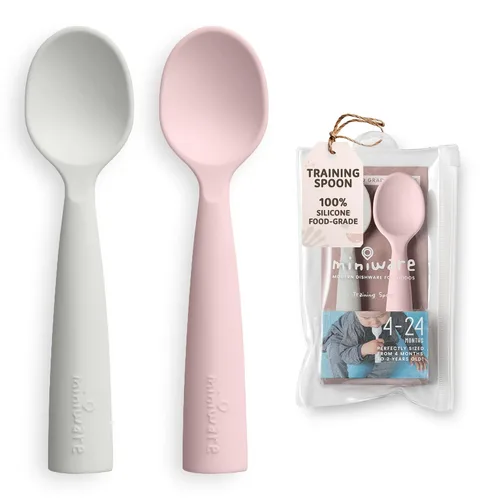 Vista 8 de Miniware Cuchara de silicona para bebé para entrenamiento, utensilios para bebés sin BPA, cucharas para bebés de 6 meses, 100% silicona de grado