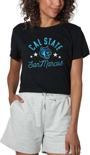 Vista 91 de Colección oficial de camisetas con diseño de mascota desgastada para mujer, color negro Grizzlies del estado de Adams