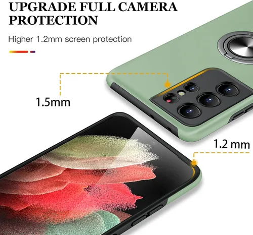 Vista 2 de JAME Funda para Samsung Galaxy S21 Ultra, Protector Delgado y Suave con Parachoques para Samsung S21 Ultra, con Soporte de Anillo Invisible y Atril